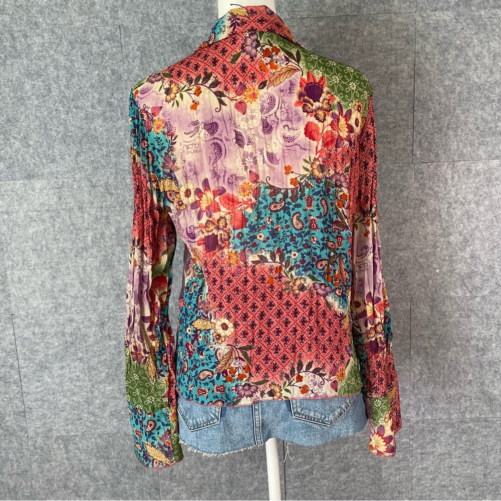 Whimsigoth Boho Patchwork Ruffle Top Allison Tayl… - image 5